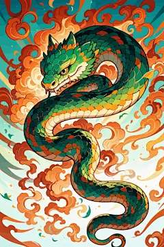 简约卡通可爱蛇年蛇素材图