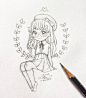 少女线描手稿