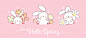 Draw cute rabbit and flower in hole for easter and spring. Premium Vector