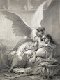 MIHALY VON ZICHY (1827 - 1906) - ANGEL WHISPERING TO AN ODALISQUE
