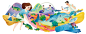 activity digit fish ILLUSTRATION  kid sea vector museum 牆面彩繪