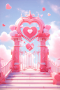 mrjoe0615_a_pink_themed_gate_with_hearts_and_banners_in_the_sty_2236208a-31db-4d9f-aca0-299e667dcdd8