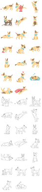 40张卡通萌犬可爱小狗狗绘画素描手绘插画素材PNG免抠EPS矢量设计模板