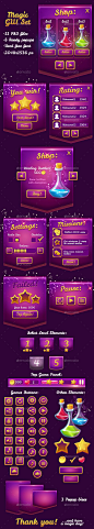 Magical Violet Glossy Game UI Pack Template PSD. Download here…: