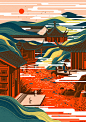 The Study of Ancient Towns in China : Illustrations and art prints about ancient towns in China. Combining some traditional Chinese painting elements with a modern digital illustration style.