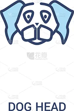 狗,计算机图标,两只动物,简单,概念,动物头,成一排,可爱的,纯种犬,野生动物