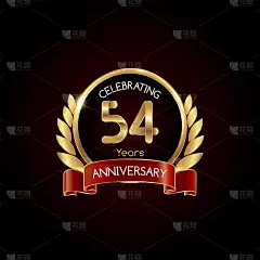 54年金婚纪念，戒指，月桂和红丝带