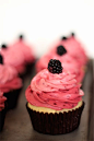 lemon cupcake with blackberry & raspberry buttercream