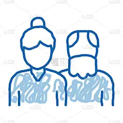 爷爷奶奶涂鸦图标手绘插图