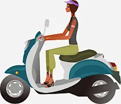 手绘机车女孩电动摩托车_新图网 https://ixintu.com 手绘 机车 女孩 电动 摩托车 骑车的人 插画