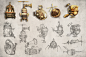 #载具# #道具# #蒸汽朋克#Steampunk props by WeissL on DeviantArt 飞行载具 鸟 飞艇