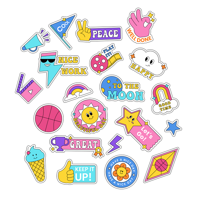 扁平插画 可爱潮流插画 潮 多巴胺贴纸 卡通贴纸 贴纸素材Sticker 4