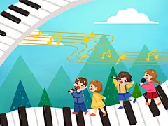 卡通手绘世界儿歌欢乐歌唱日插画