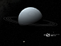 Artist's concept of how Uranus and its tiny moon Puck. - 创意图片 - 视觉中国