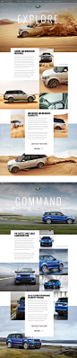 LandRover.com : As Land Rover enters a new chapter and continues to evolve their range of vehicles, so too must their online presence. The below are high level explorations around their visual language and pushing their layout and interaction framework fr