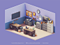 3d Room Assets | Low Poly Diorama | Retro office 3d game icon design game low poly lowpoly lowpolyart 3dart gif low poly icon 3dartist room desk