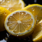 Hyperrealism, extreme macro close up photo of lemon slice, wet, translucence, backlit