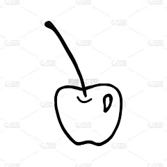 单手画樱桃，用于贺卡，海报，食谱，烹饪设计。孤立在白色背景上。涂鸦矢量插图。