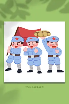 勇敢手绘八路军军人建党节爱国插画