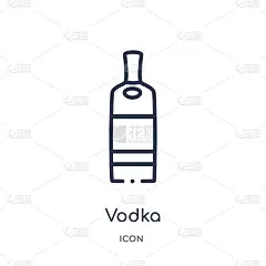 线性伏特加图标从饮料大纲集合。细线伏特加矢量孤立在白色的背景。伏特加时尚插图
