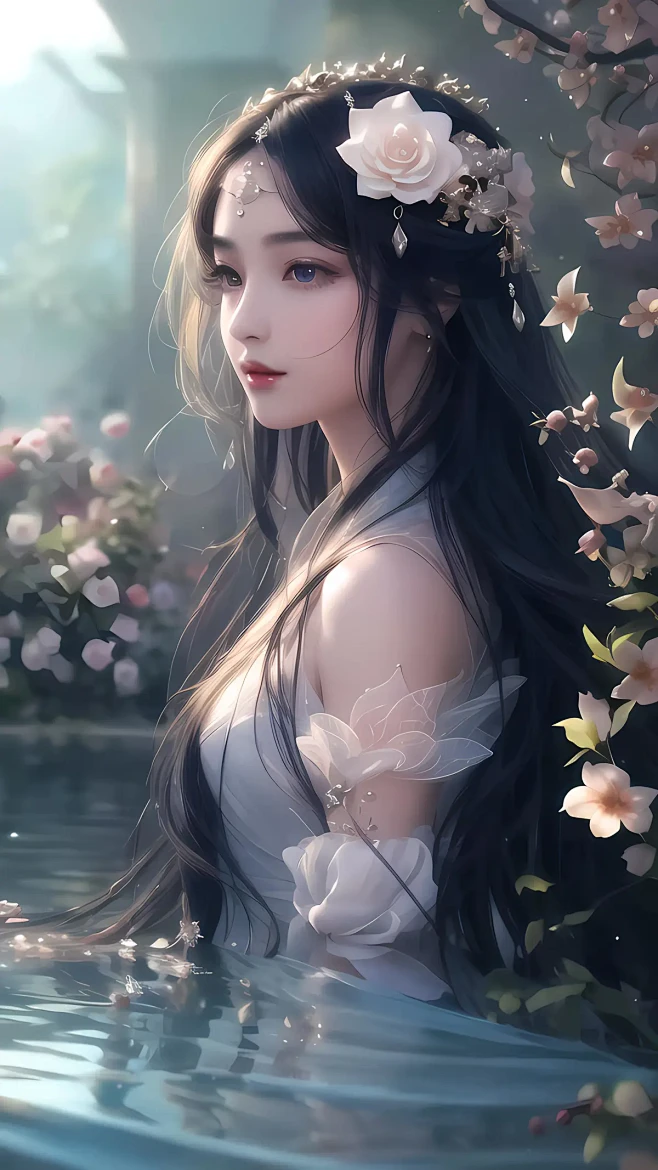 水中少女（精修） | 无界AI