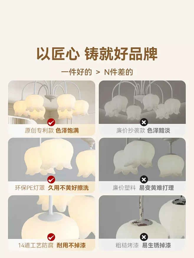 鹿家良品 白铃兰花朵吊灯现代简约客餐厅法...