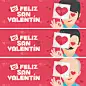 Happy Valentines day card. 3 banner for Valentines