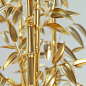 Golden bamboos, minimalist design, white background, close up, in the style of golden metal texture, solid color blocks, clean and elegant, Octane render, the bamboois made of a gold material with leaves, each leaf needs to have three layers of relief eff