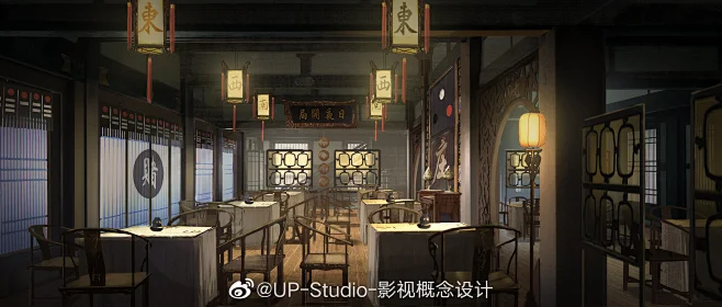 影视概念设计-气氛图-古装内景-赌庄钱庄图片_气氛图-概念设计-古装戏图片素材-花瓣网