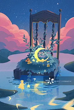 小精灵点月亮图片素材_ID:VCG211378846514-VCG.COM