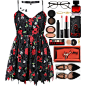 A fashion look from August 2016 featuring short lace dress, black flat shoes and red handbags. Browse and shop related looks.