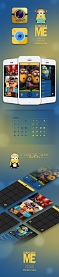 ui手机设计界面：小黄人主题手机界面UI