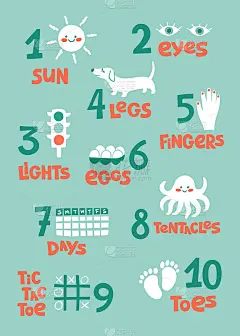 数字和计数练习打印海报，作业为学前，幼儿园的孩子。