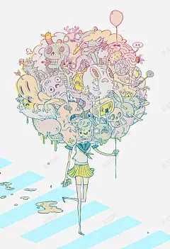 清新怪兽少年插画高清素材 页面网页 平面电商 创意素材 png素材