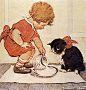 Jessie Willcox Smith Milk for The Cat Art Print : Home & Kitchen