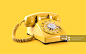 电话机,黄色背景,特写,黄色,过时的正版图片素材