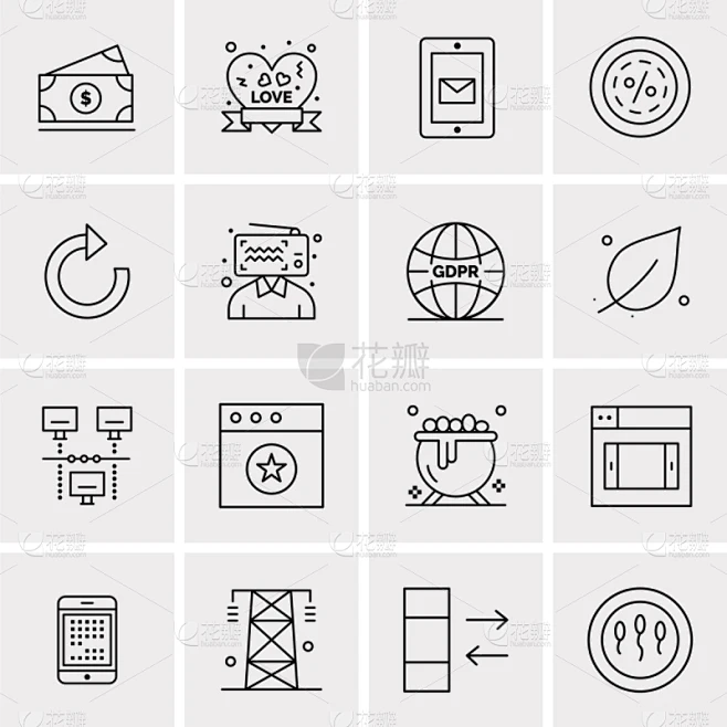 set 16 universal icons business图片_纹理图片素材-花瓣网