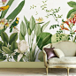美式风景欧式背景墙纸热带植物壁纸植物大型壁画满屋来图定制-淘宝网