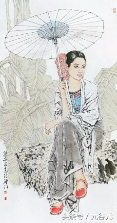 国画人物作品欣赏：谁家少女初长成
