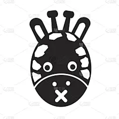 长颈鹿脸情绪图标插画标志设计