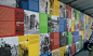 History wall - lots of text on color and image blocks: 
