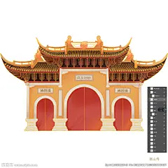 手绘古代建筑