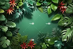 Ai产生的 树叶 框架 边境 3D 壁纸 3D 标题 丛林 棕榈