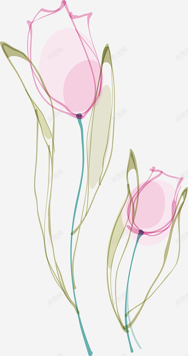 一支百合花立体百合花矢量图 简笔百合花 ...