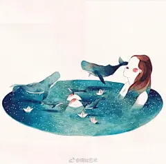 插画欣赏|一组蓝色系的治愈系作品
来自插画师 Gemma Capdevila，她擅长用深邃的蓝色创造了一个静谧温馨的童话世界，其画充满动感又让人宁静，画面简单纯粹却又蕴含满满的故事性，颠覆了以往蓝色带给我们的忧郁悲伤的印象。

插画水彩手绘 ​​​​