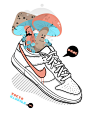 日本艺术家NIKE鞋子插画设计