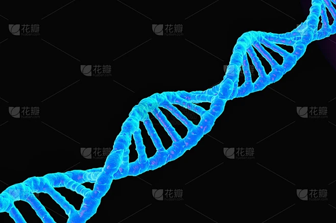 发光的蓝色DNA双支架，3D渲染素材-花瓣网