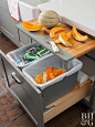 work cook kitchen tour organize recycling compost storage pull out