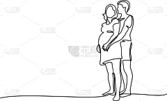 女人,幸福,丈夫,成年的,家庭,母亲,人,男人,步行,怀孕