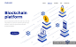 时尚等距区块链平台网站登陆页面设计模板 Modern flat design isometric concept :  